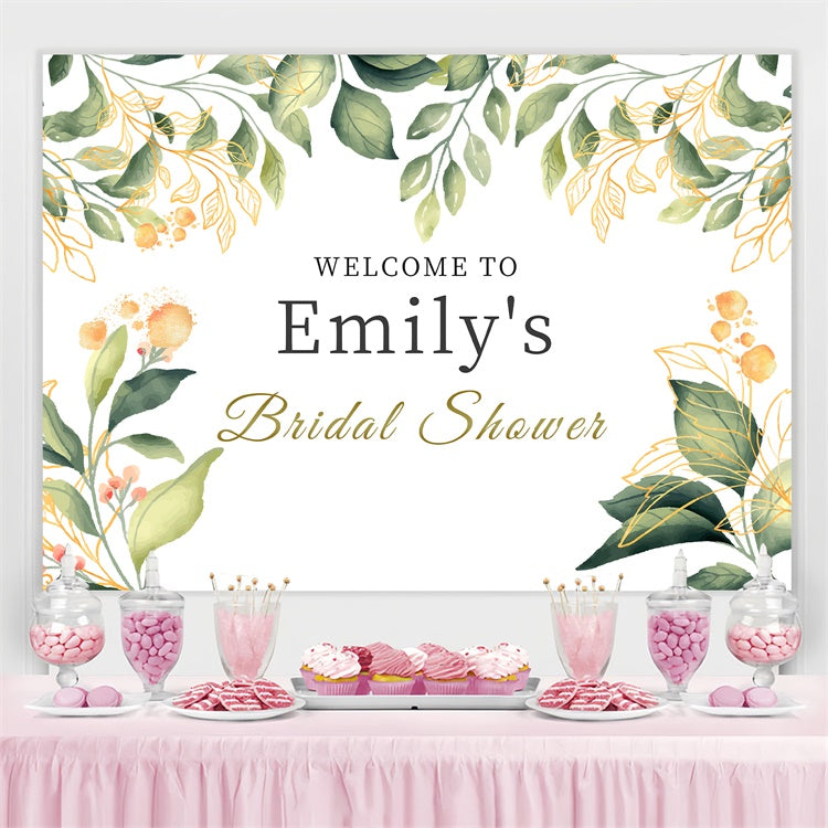Backdrop For Bridal Shower Watercolor Foliage Custom Backdrop LXX4-116
