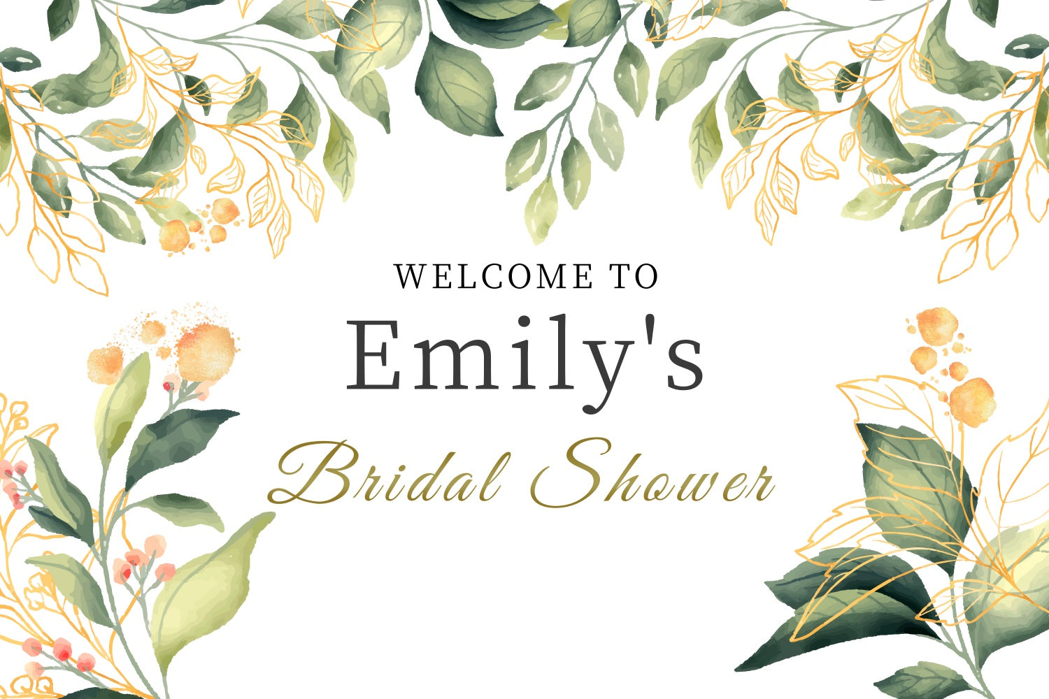 Backdrop For Bridal Shower Watercolor Foliage Custom Backdrop LXX4-116