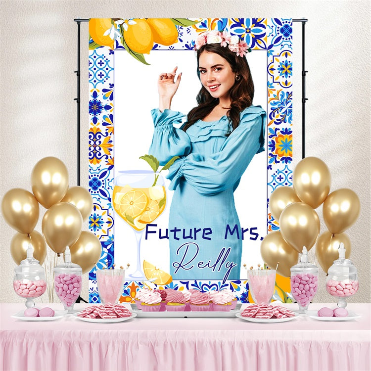 Customized Backdrop For Wedding Bold Floral Lemon Backdrop LXX4-125