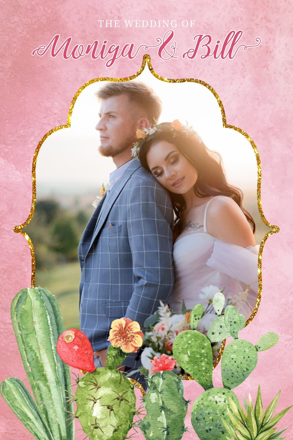 Custom Backdrop For Wedding Cactus Garden Love Backdrop LXX4-132