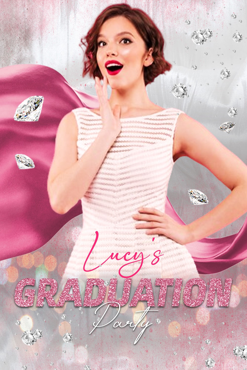 2025 Graduation Backdrop Pink Silk Glam Custom Graduation Party Backdrop LXX4-140