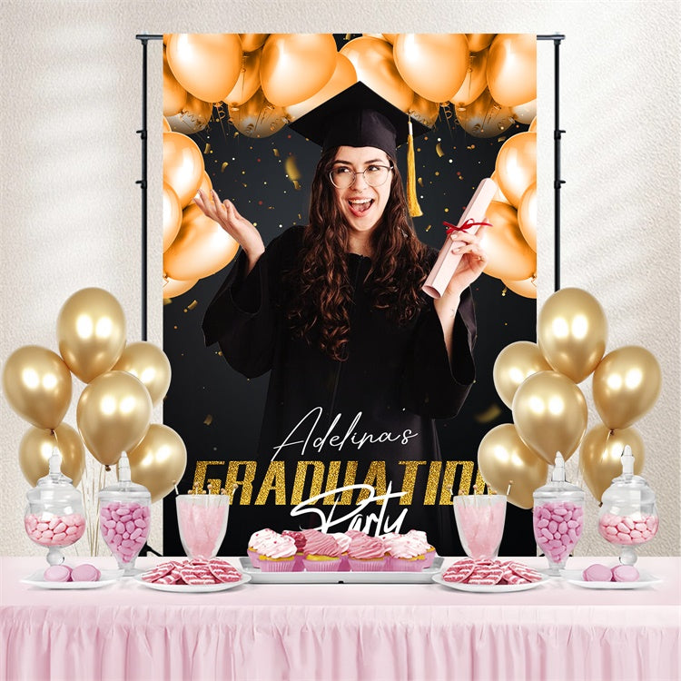 2025 Graduation Backdrop Golden Balloon Custom Graduation Party Backdrop LXX4-144