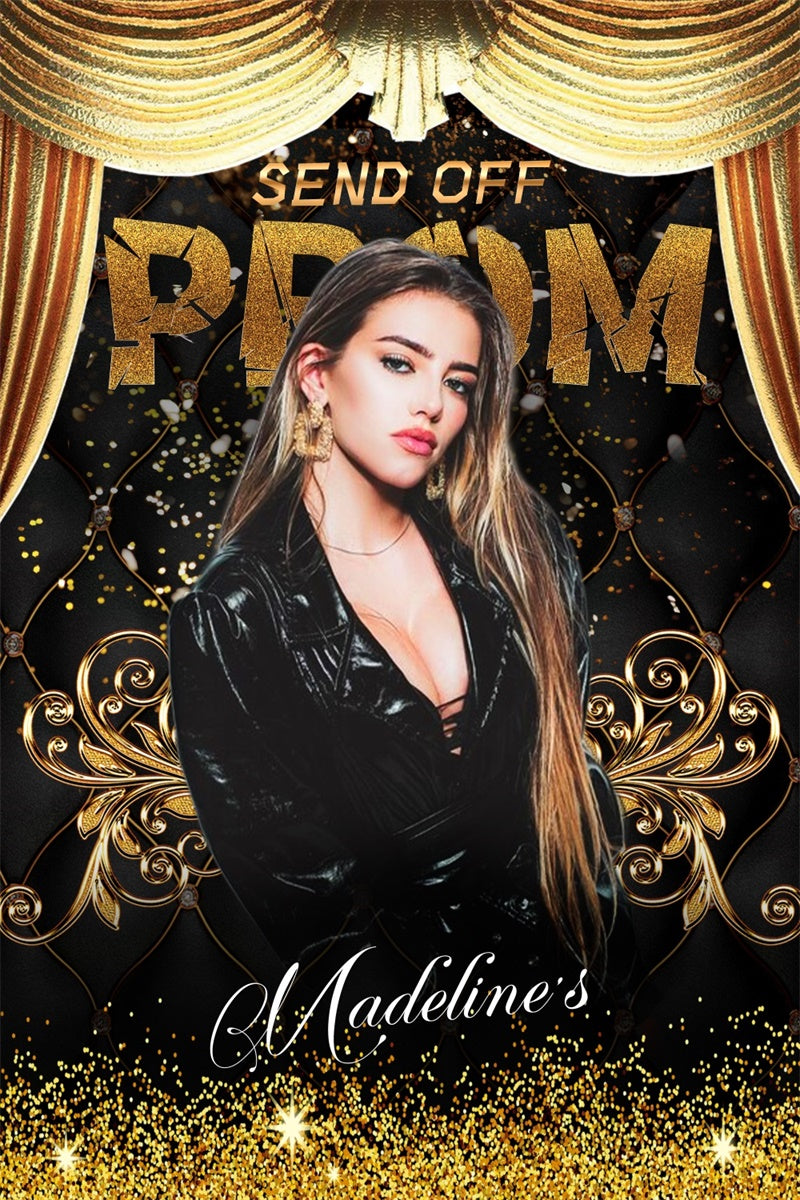 Prom Backdrops Golden Curtain Glam Graduation Party Backdrop LXX4-145