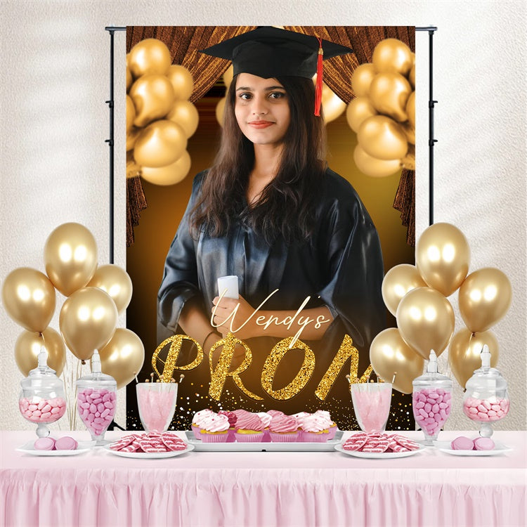 Prom 2025 Backdrop Luxe Gold Balloons Graduation Party Backdrop LXX4-146