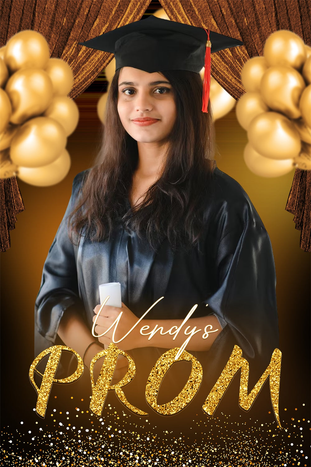 Prom 2025 Backdrop Luxe Gold Balloons Graduation Party Backdrop LXX4-146