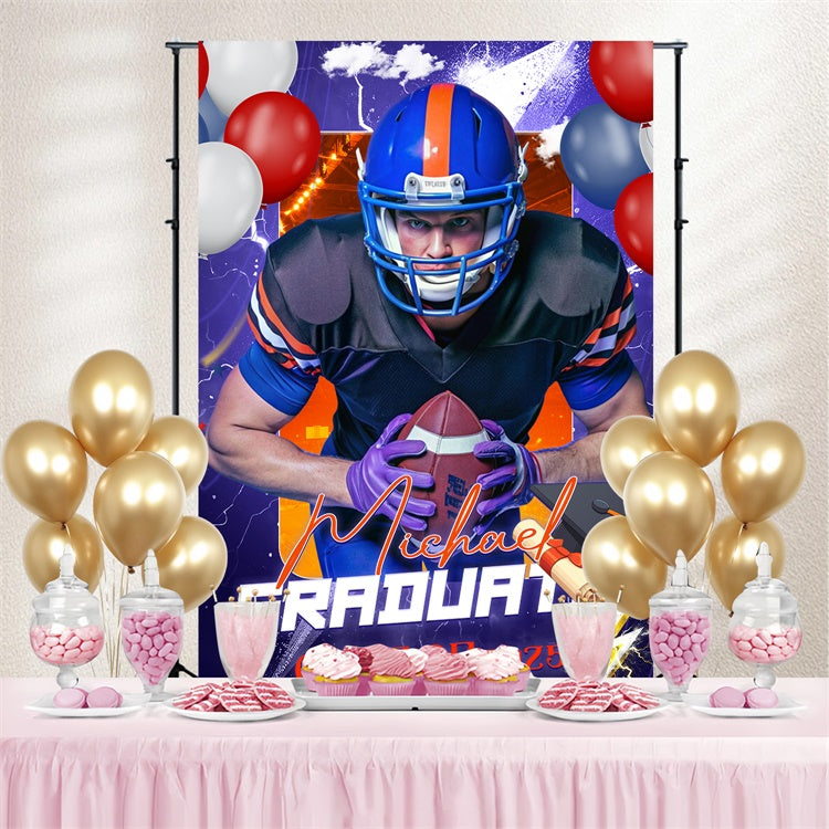 2025 Graduation Backdrop Purple Storm Custom Graduation Party Backdrop LXX4-153
