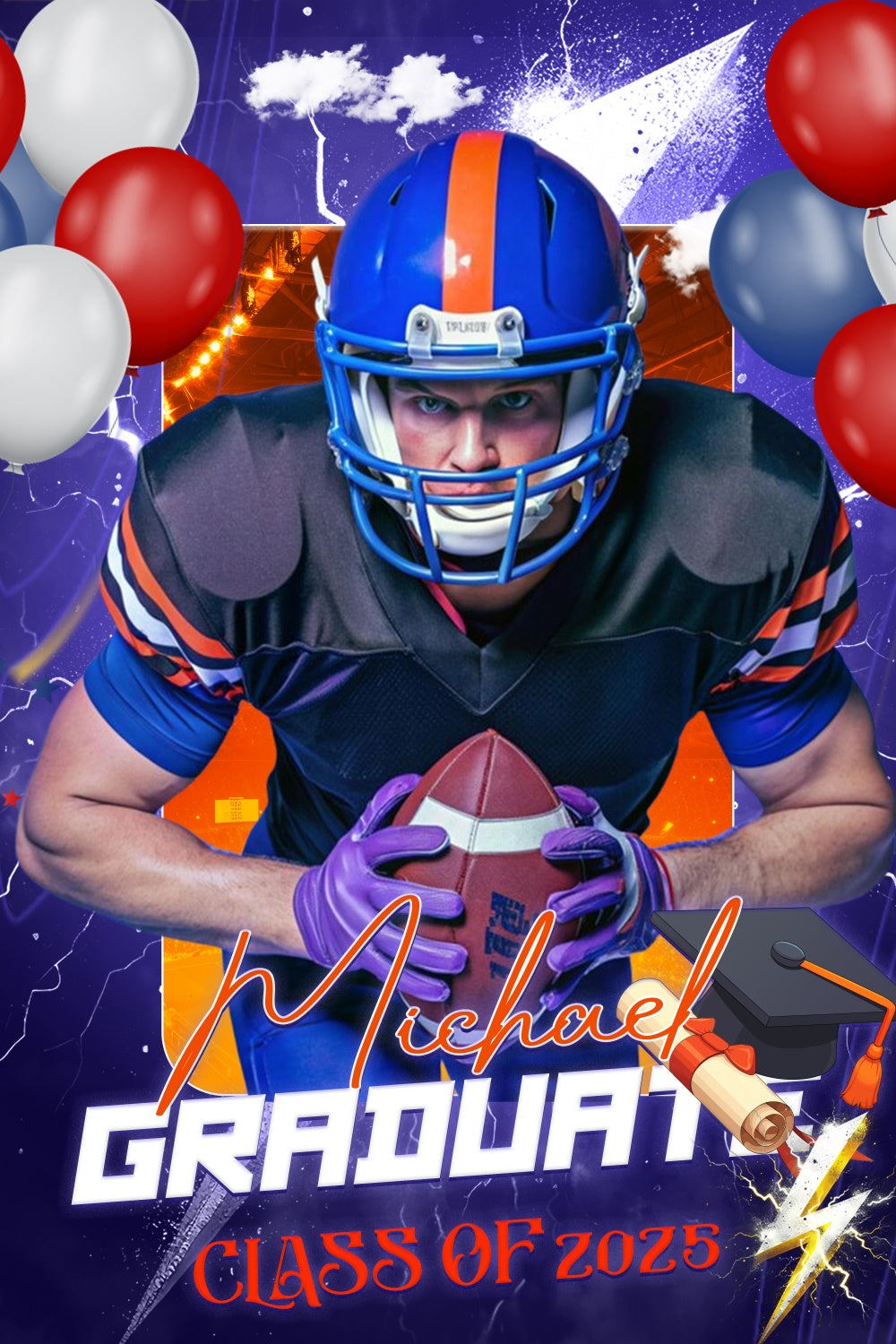 2025 Graduation Backdrop Purple Storm Custom Graduation Party Backdrop LXX4-153