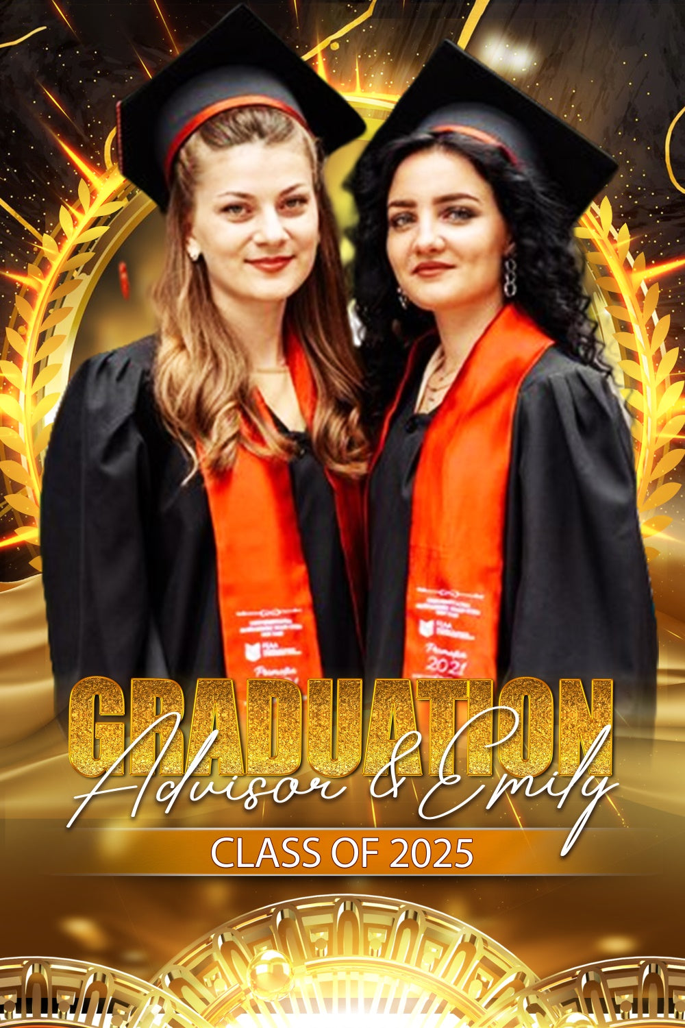 Custom Graduation Backdrops Elegant Golden Graduation Party Backdrop LXX4-155