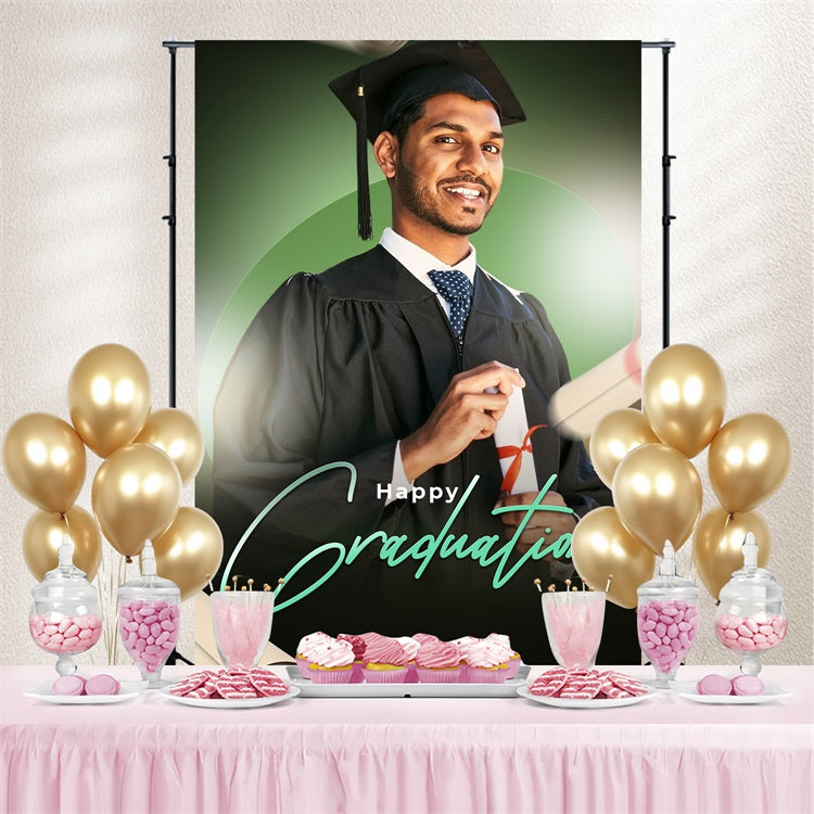 Personalized Graduation Backdrop Fresh Green Graduation Party Backdrop LXX4-167