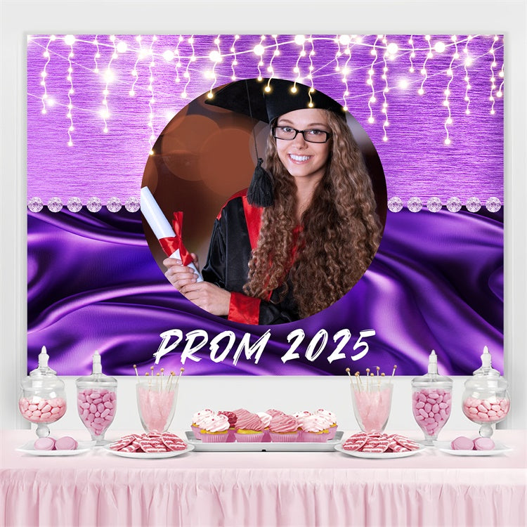 Prom Backdrop Sparkling Lights Purple Graduation Party Backdrop LXX4-168