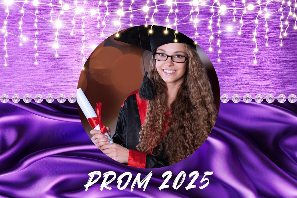 Prom Backdrop Sparkling Lights Purple Graduation Party Backdrop LXX4-168