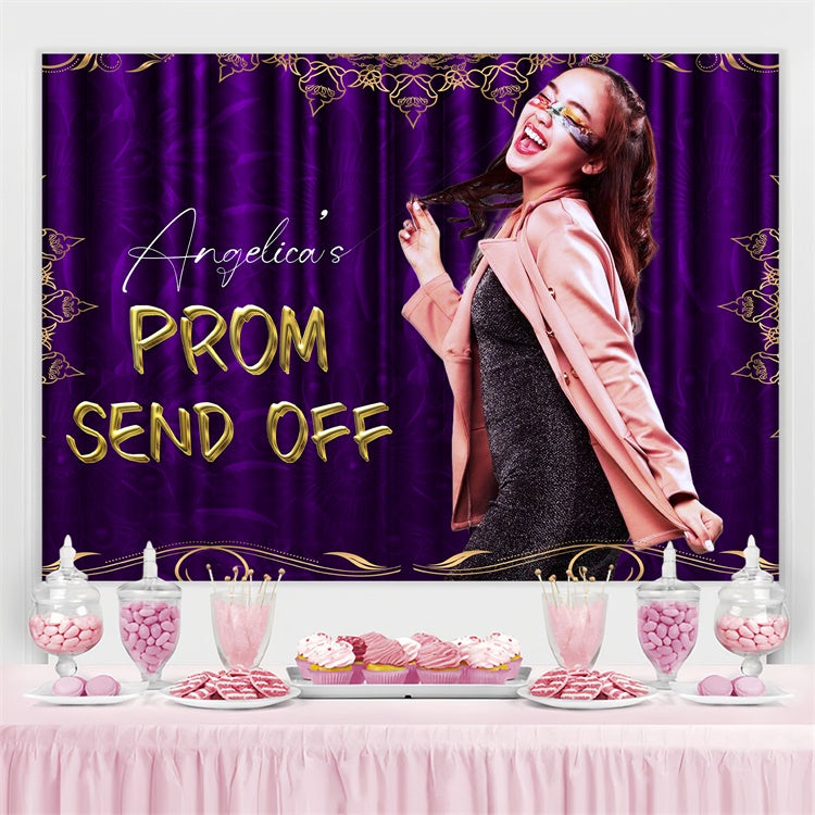 Prom Backdrop Ideas Royal Purple Gold Graduation Party Backdrop LXX4-169