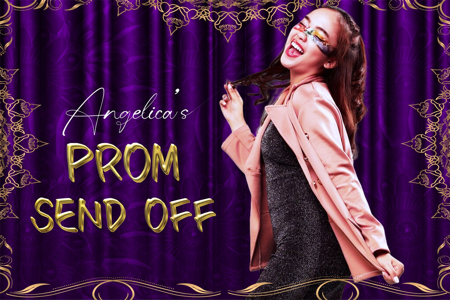 Prom Backdrop Ideas Royal Purple Gold Graduation Party Backdrop LXX4-169