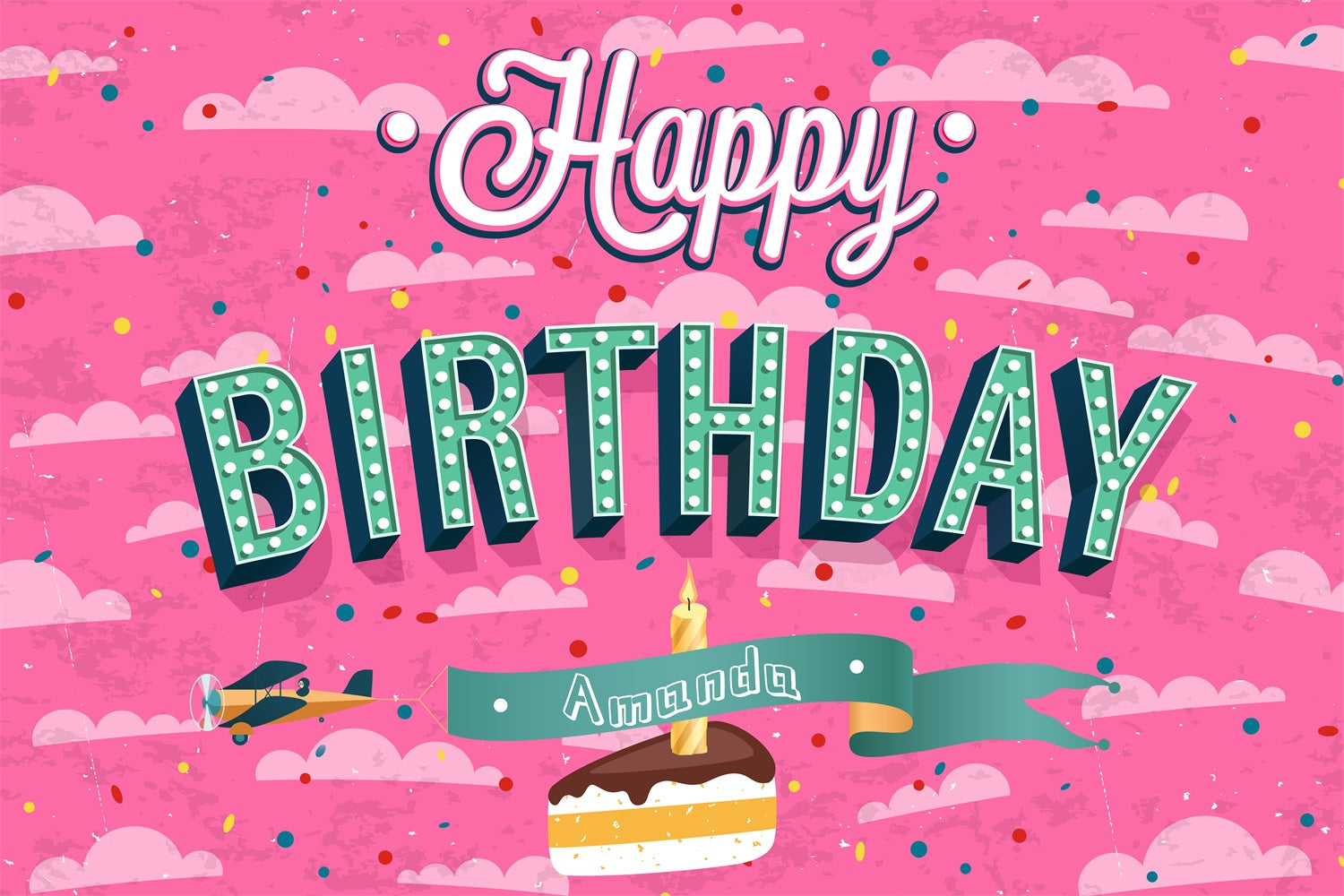 Customize Backdrop For Birthday Cartoon Pink Sky Cake Backdrop LXX4-17