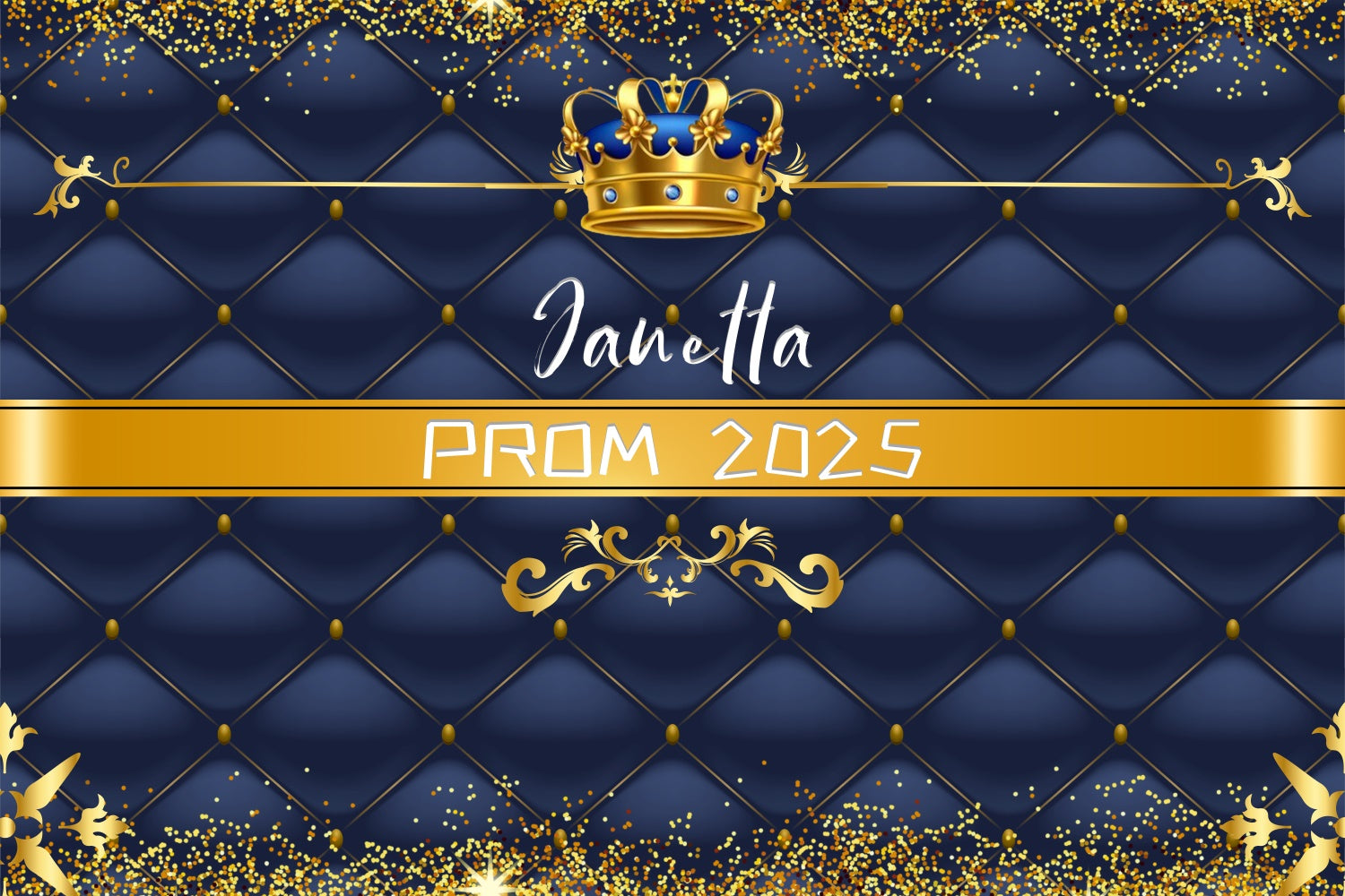 Prom Backdrop Glamorous Crown Theme Graduation Party Backdrop LXX4-170