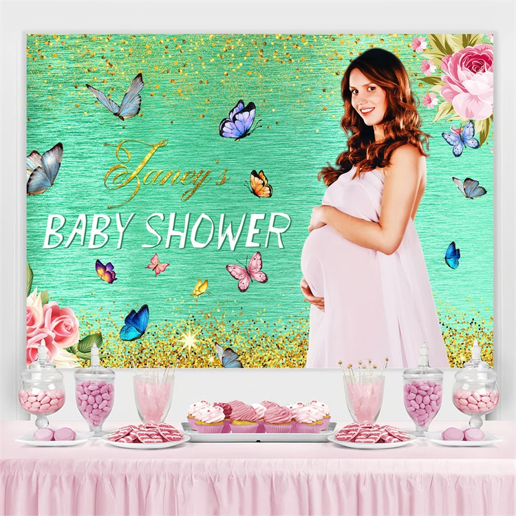 Baby Shower Backdrop Ideas Floral Glitter Garden Personalized Backdrop LXX4-182