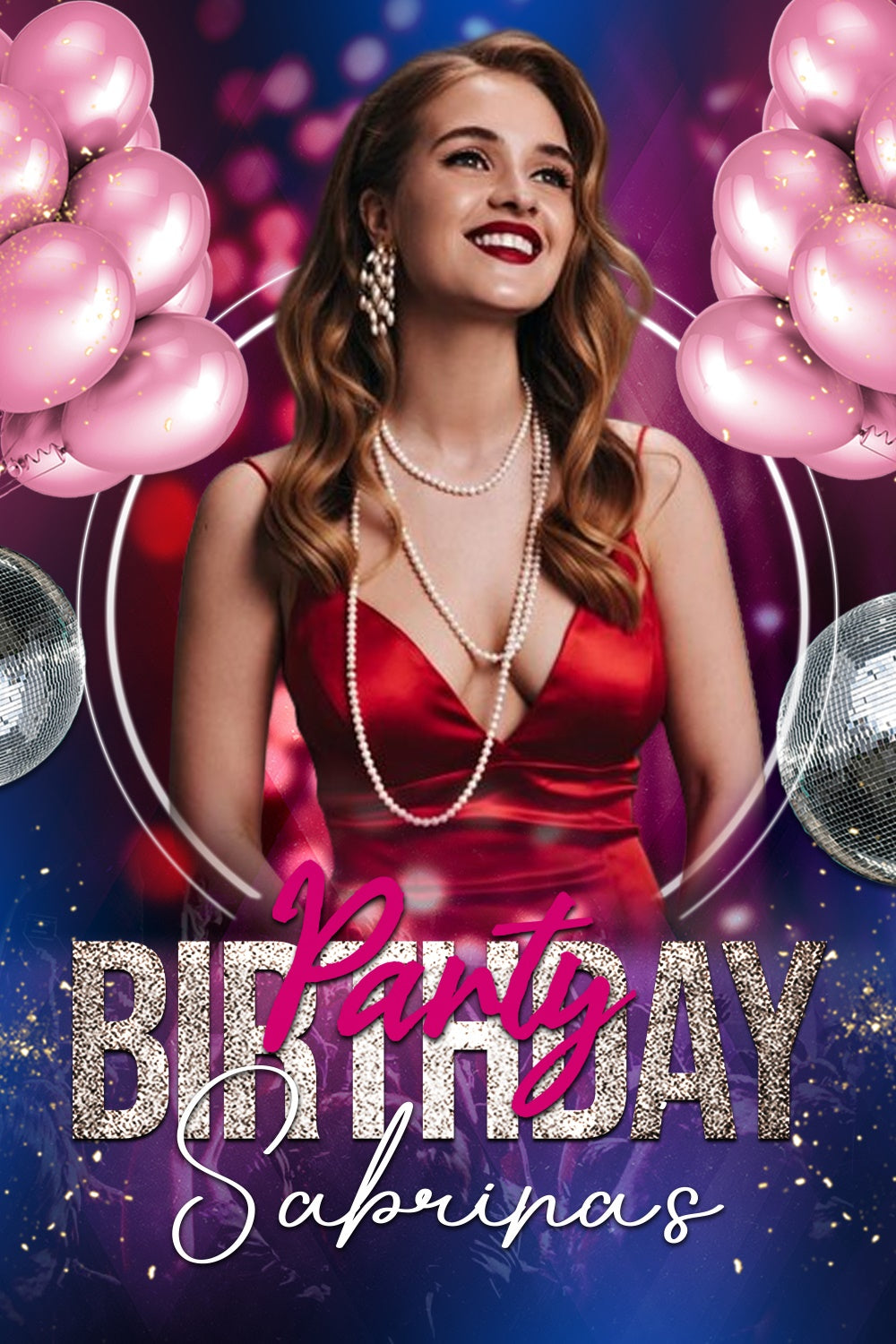 Custom Made Birthday Backdrops Pink Balloons Glamorous Backdrop LXX4-2