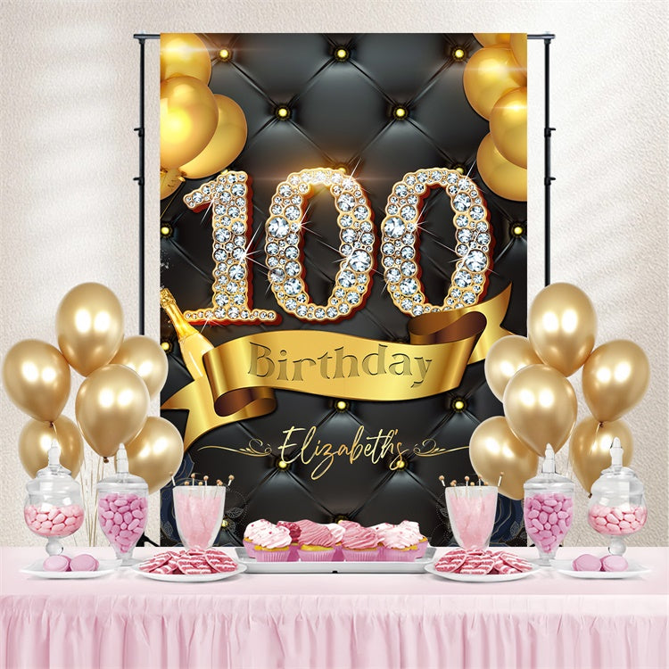 Custom Birthday Backdrops Sparkling Diamond 100th Party Backdrop LXX4-21