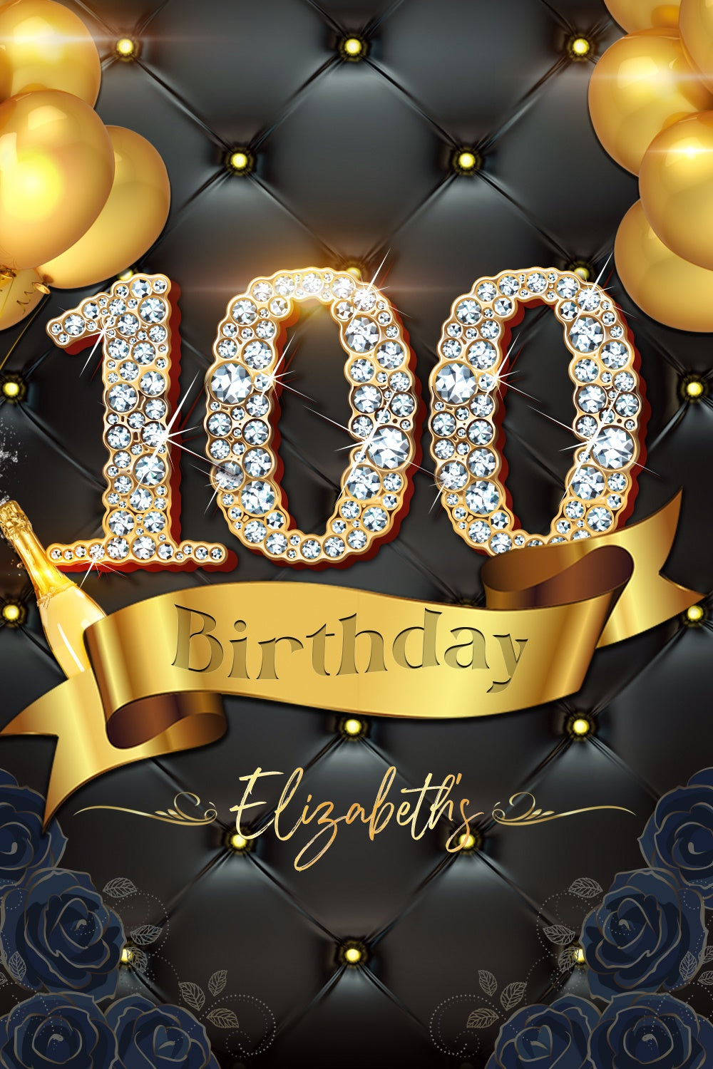 Custom Birthday Backdrops Sparkling Diamond 100th Party Backdrop LXX4-21