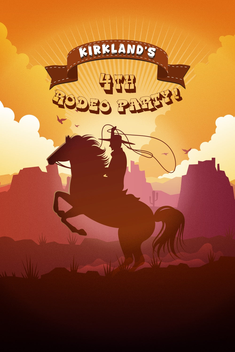 Kentucky Derby Photo Booth Backdrop Cowboy Sunset Silhouette Personalised Backdrop LXX4-43