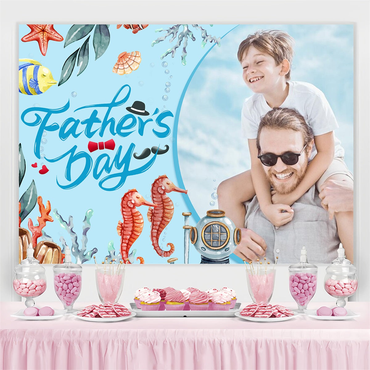 Father's Day Backdrops Underwater Ocean Customized Backdrop LXX4-58