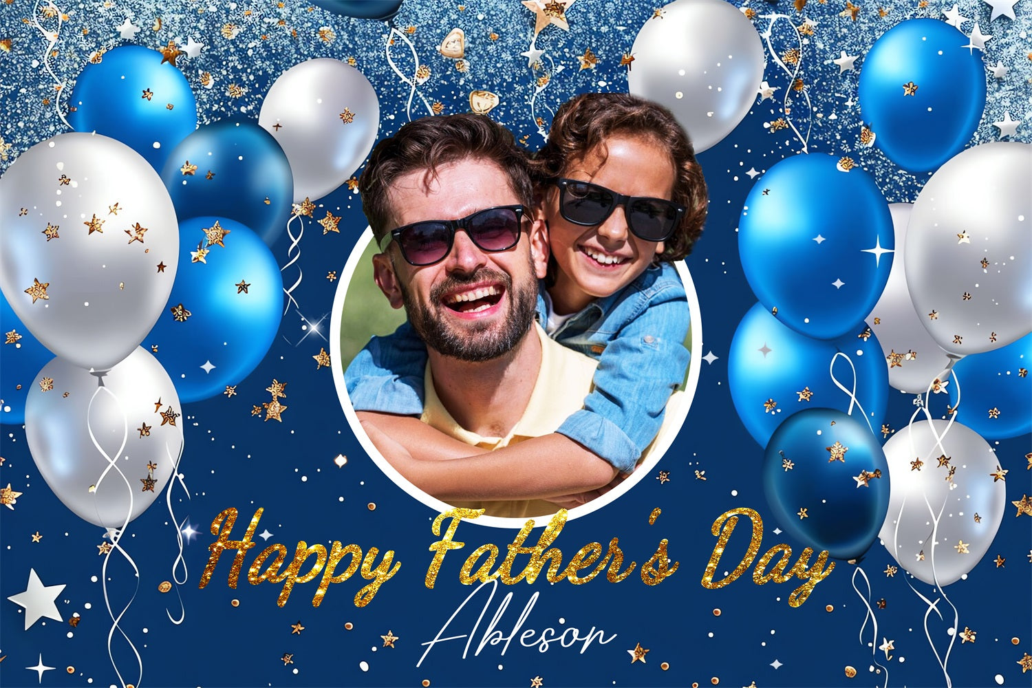 Father Day Backdrop Shiny Stars Balloons Customized Backdrop LXX4-63