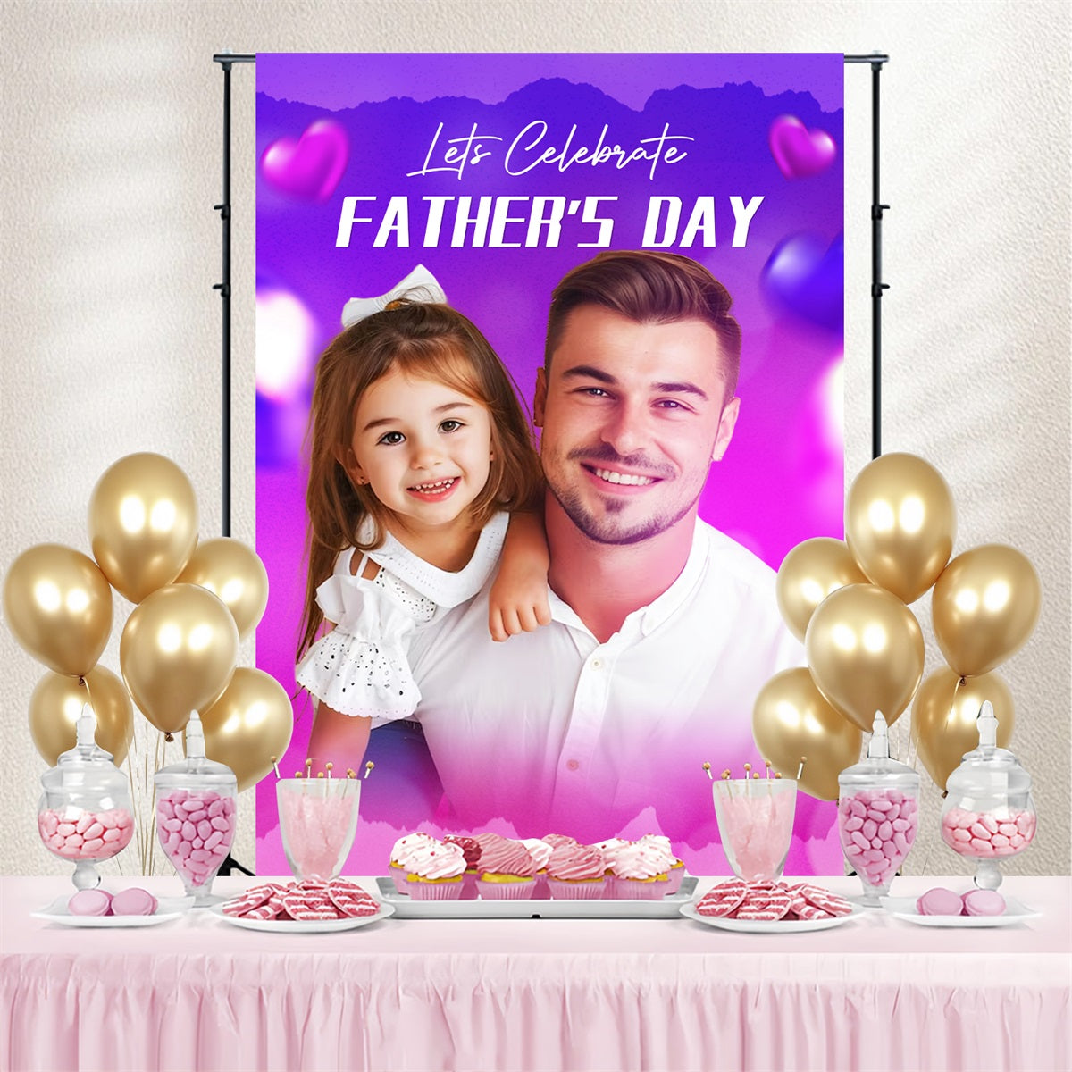 Backdrops For Father's Day Purple Heart Glow Customized Backdrop LXX4-70