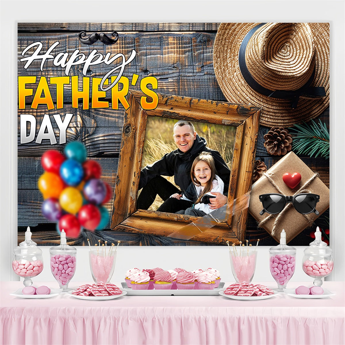 Backdrops For Fathers Day Rustic Wooden Frame Custom Backdrop LXX4-72
