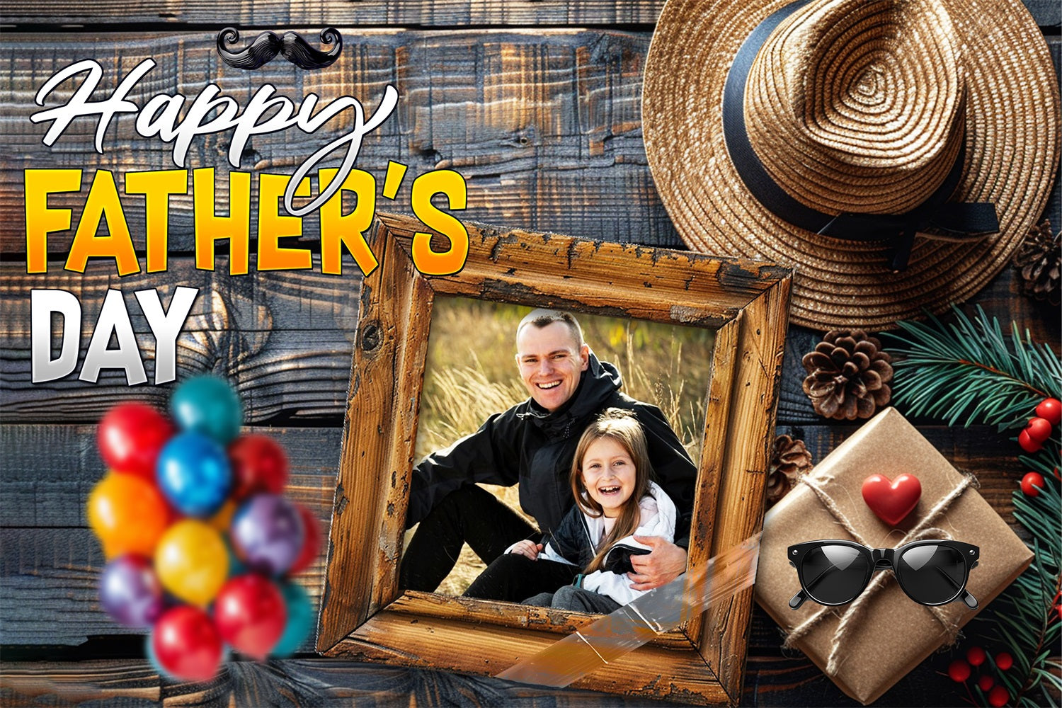 Backdrops For Fathers Day Rustic Wooden Frame Custom Backdrop LXX4-72