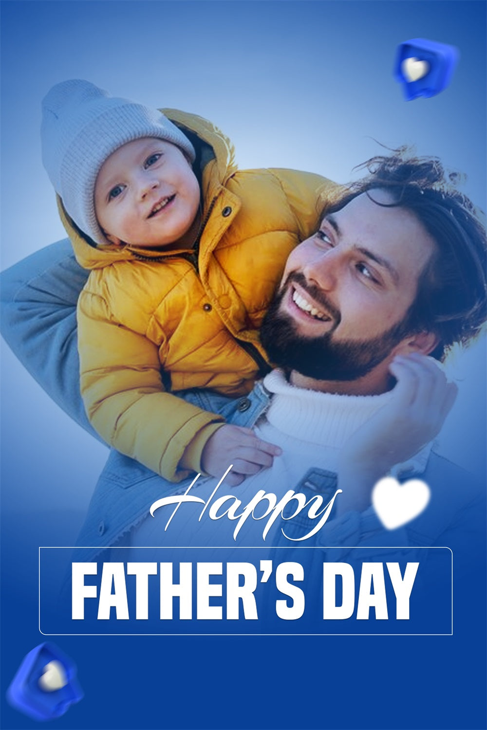 Fathers Day Backdrop Ideas Blue Tone Heart Customized Backdrop LXX4-74