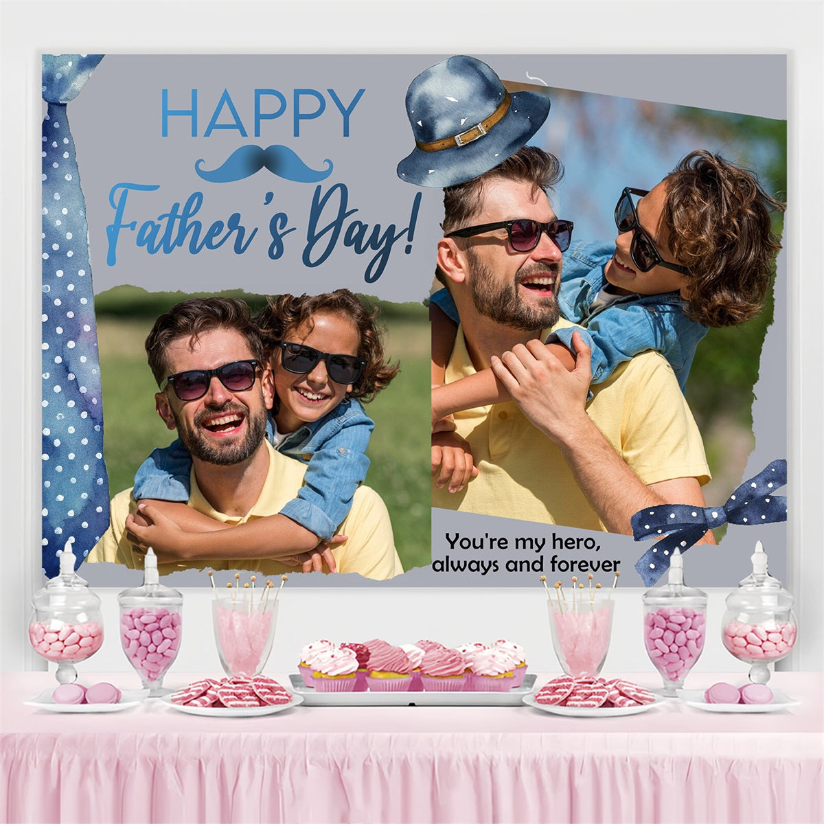 Father's Day Backdrop Design Hat Hero Quote Custom Backdrop LXX4-76