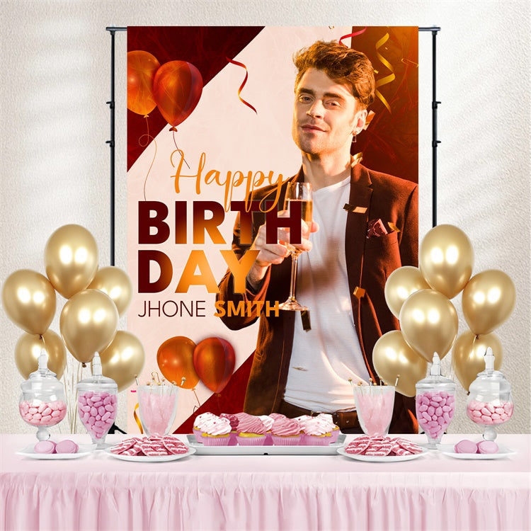 Customized Backdrop For Birthday Bold Red Party Vibes Backdrop LXX4-8