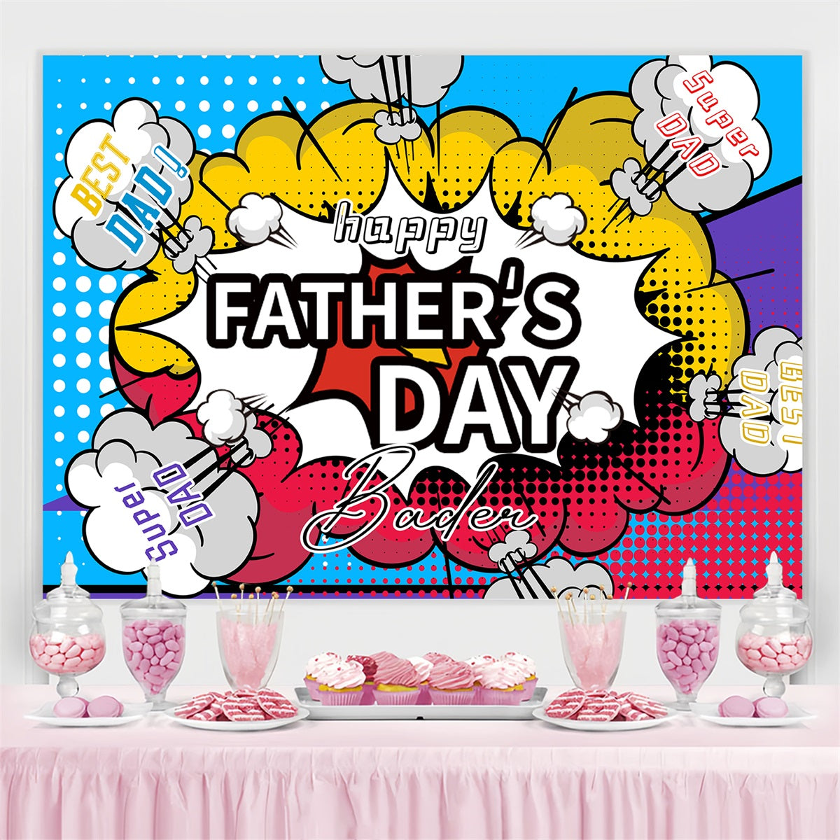 Father's Day Backdrops Cartoon Boom Text Custom Backdrop LXX4-80