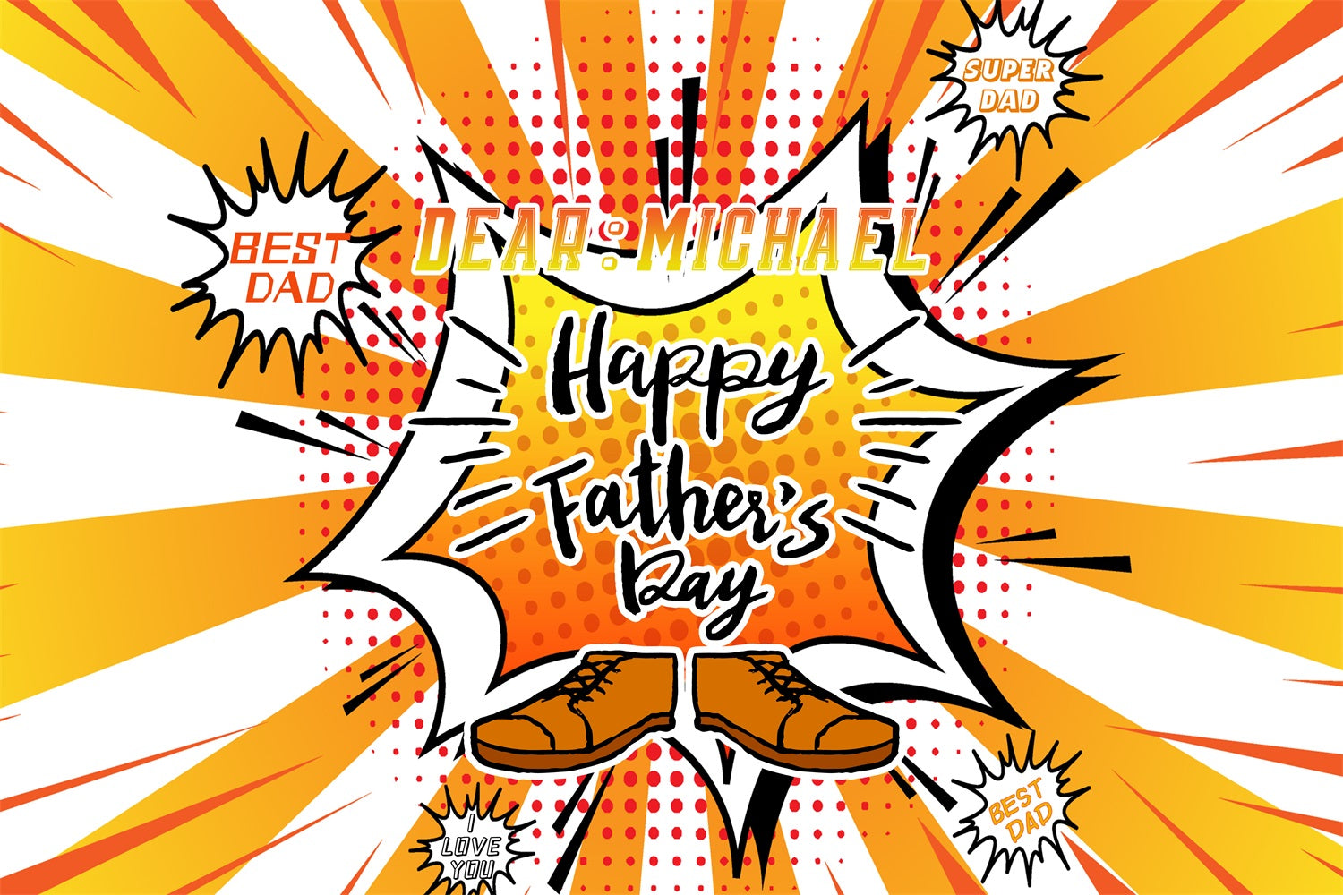 Happy Father's Day Backdrop Pop Art Explosion Customized Backdrop LXX4-82