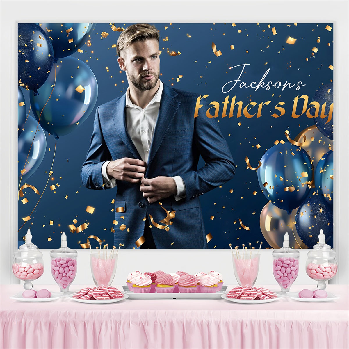 Father Day Backdrop Confetti Balloon Custom Backdrop LXX4-84