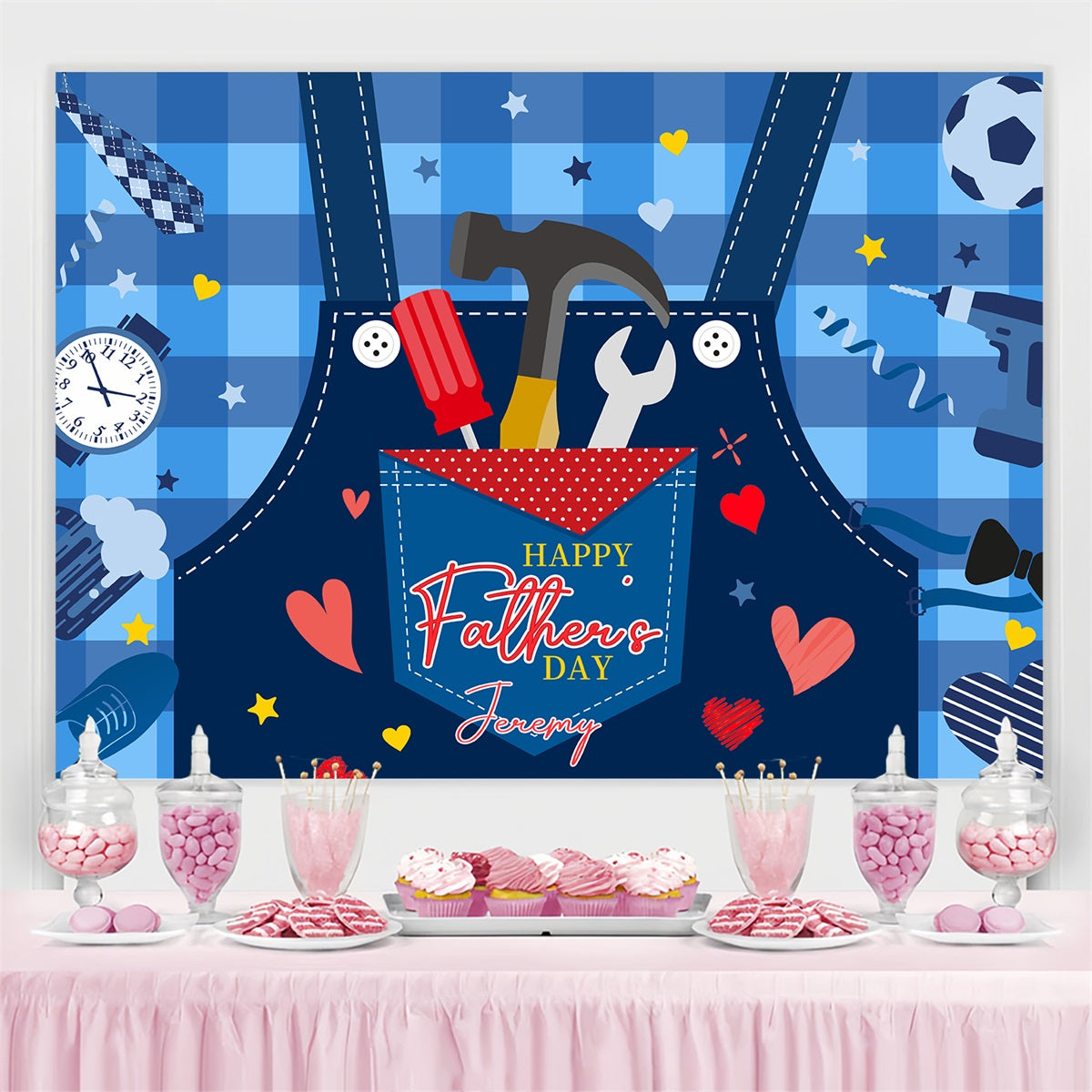 Backdrop For Father's Day Cartoon Tools Hearts Custom Backdrop LXX4-87