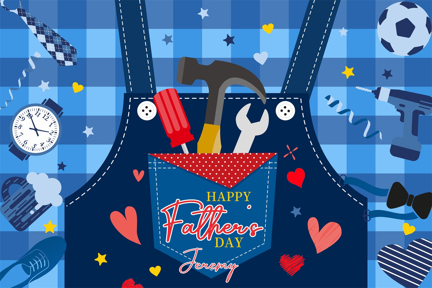 Backdrop For Father's Day Cartoon Tools Hearts Custom Backdrop LXX4-87