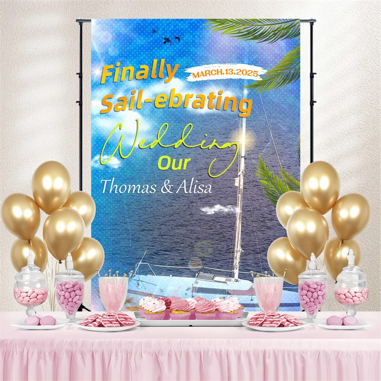 Custom Backdrop For Wedding Romantic Sailing Backdrop LXX4-96