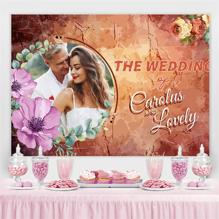 Custom Wedding Backdrops Rustic Floral Celebration Backdrop LXX4-97