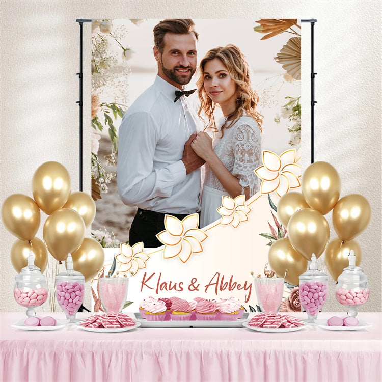 Custom Wedding Photo Backdrop Coastal Romance Floral Backdrop LXX4-98
