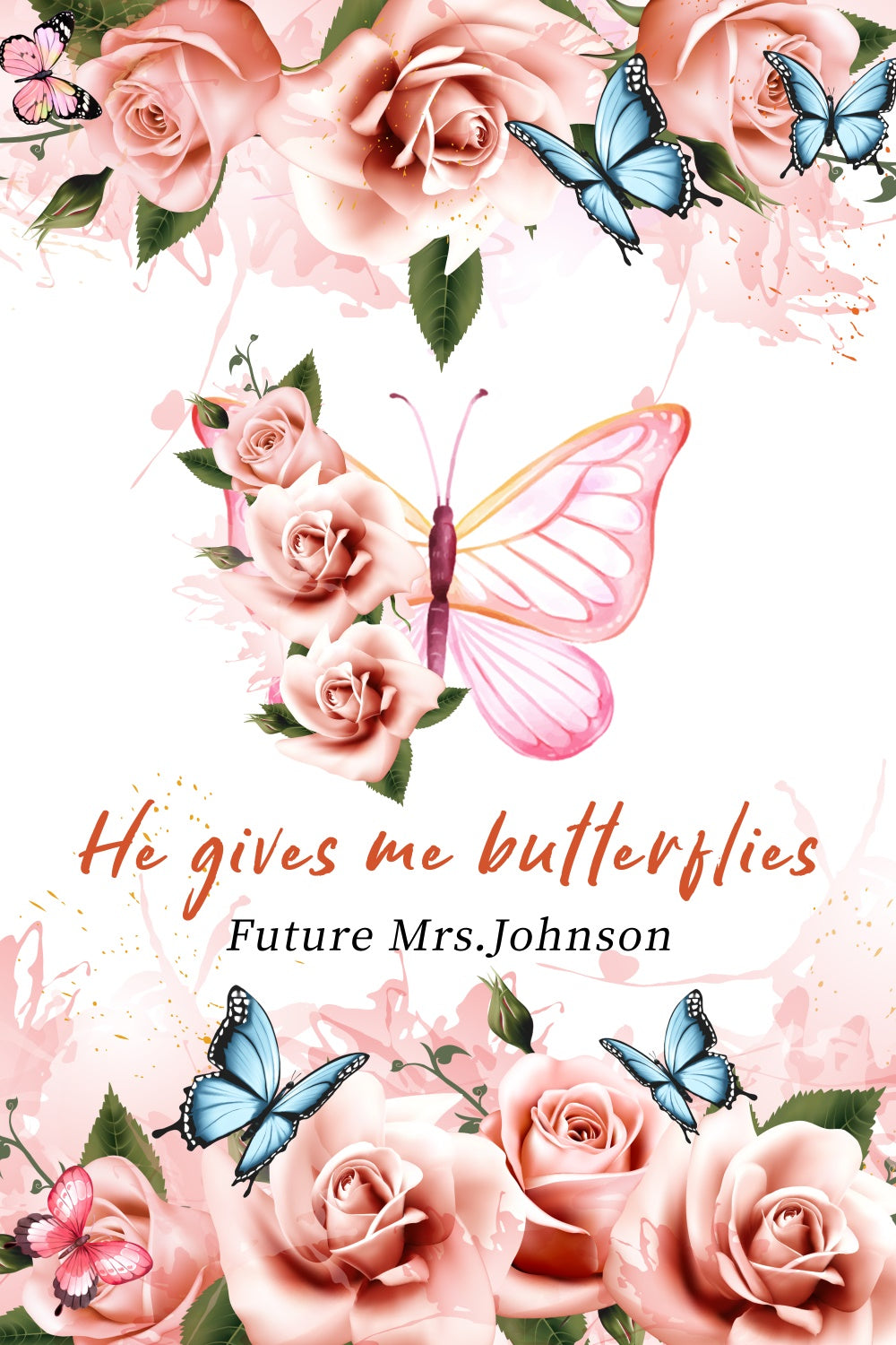 Custom Wedding Backdrop Dreamy Butterflies Rose Backdrop LXX4-99