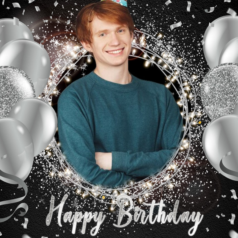 Birthday Party Backdrop Glitter Silver Balloon Customized Backdrop LXX5-100