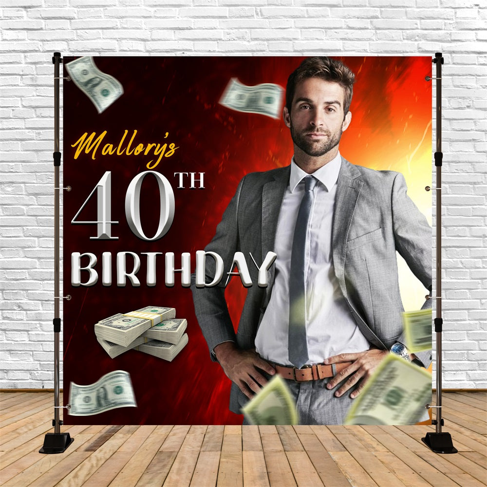 Personalized Backdrop For Birthday Red Fortune 40th Backdrop LXX5-146