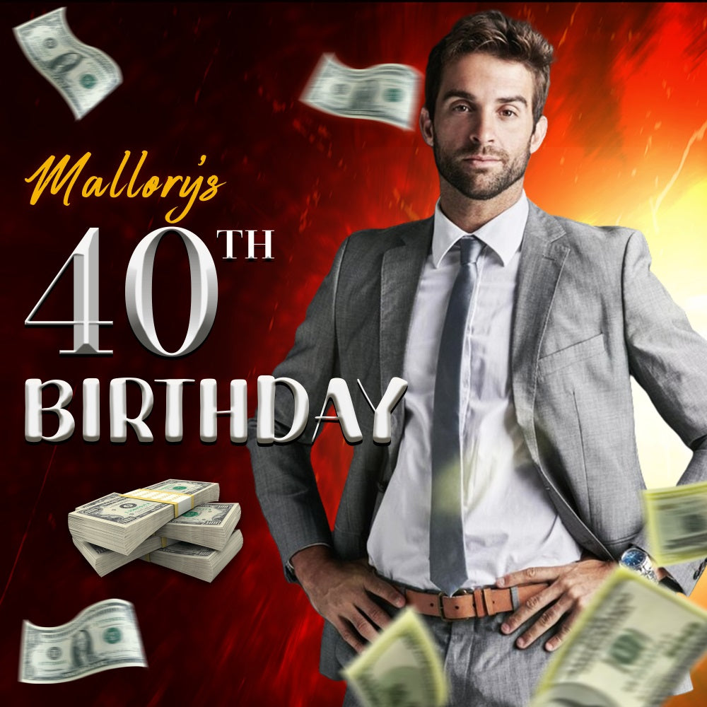 Personalized Backdrop For Birthday Red Fortune 40th Backdrop LXX5-146