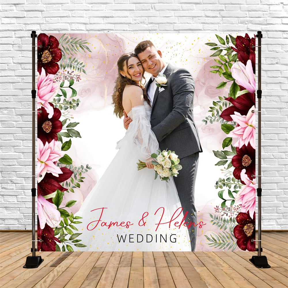 Wedding Backdrops Romantic Wine Red Bloom Personalized Backdrop LXX5-159