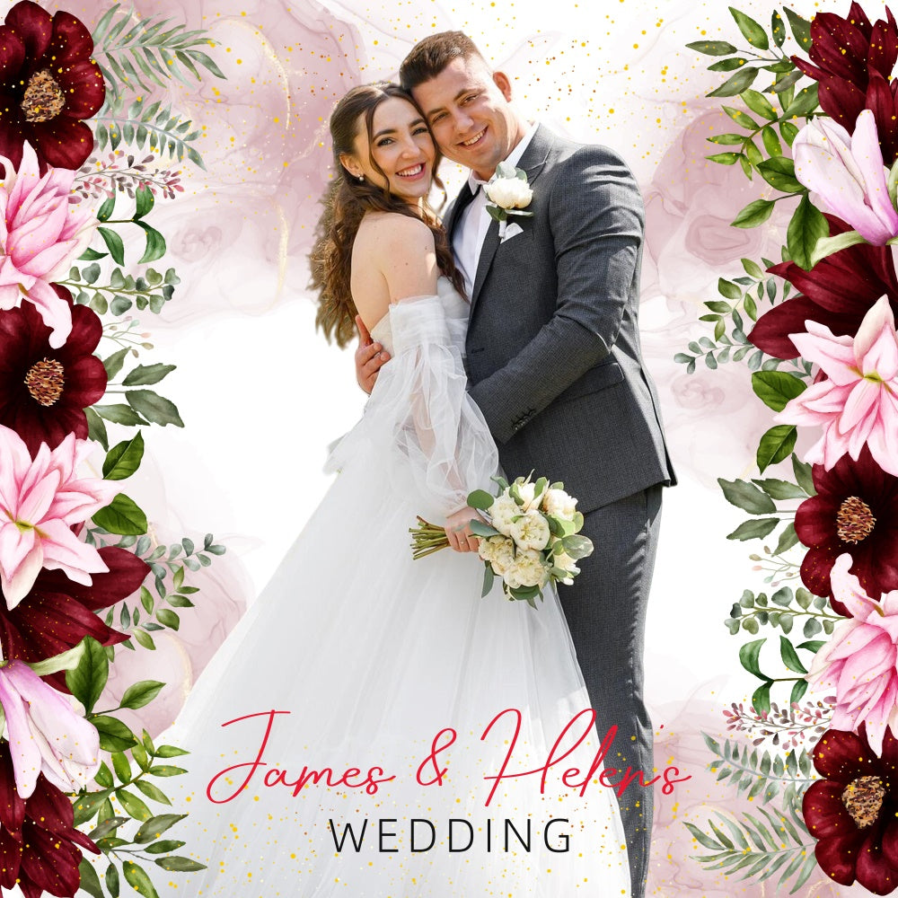 Wedding Backdrops Romantic Wine Red Bloom Personalized Backdrop LXX5-159