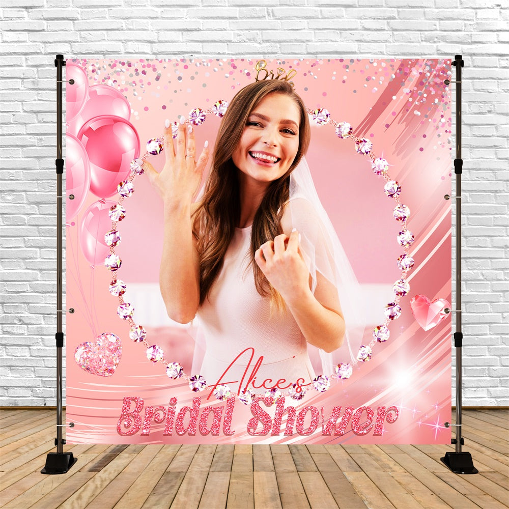Bridal Shower Backdrops Pink Confetti Balloon Custom Backdrop LXX5-170