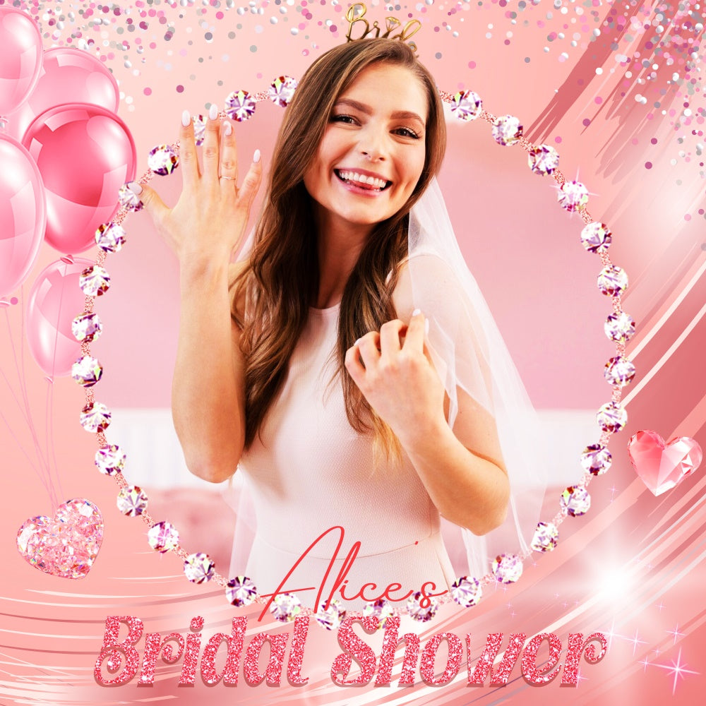 Bridal Shower Backdrops Pink Confetti Balloon Custom Backdrop LXX5-170