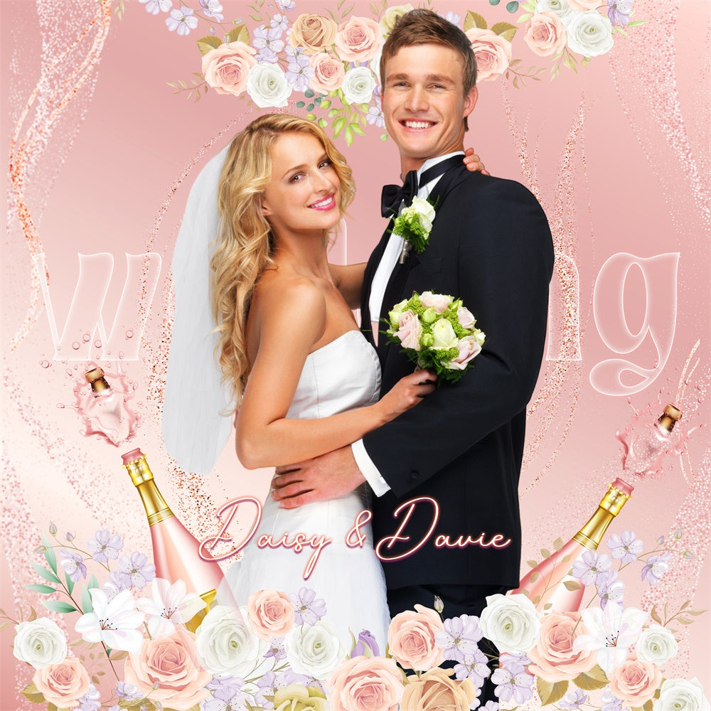 Wedding Backdrop Ideas Blush Floral Champagne Custom Backdrop LXX5-173