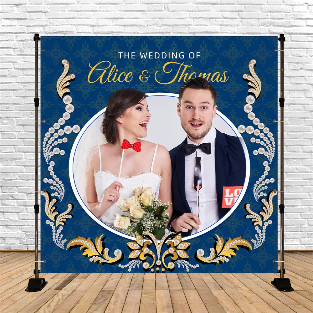 Backdrops For Wedding Elegant Pearl Blue Customized Backdrop LXX5-179